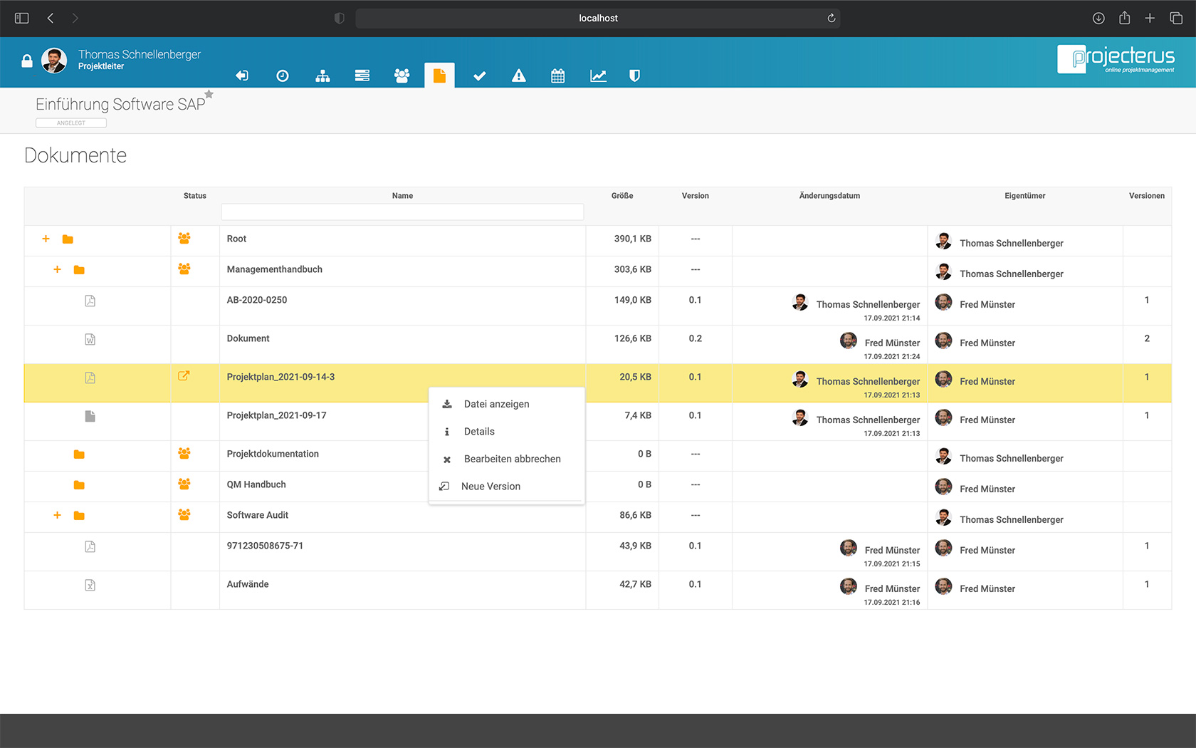 projecterus Dokumentenmanagement